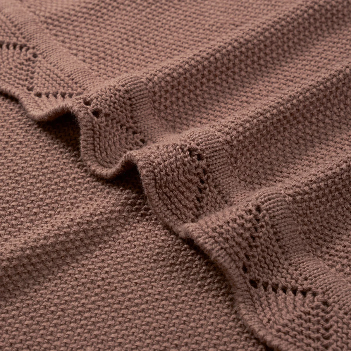 Heirloom Lace Knit Baby Blanket in Mocha